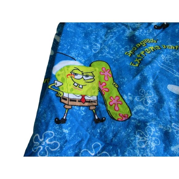Sponge Bob Extreme Pants Snowboard Twin Size Flannel Top Flat Sheet GUC - Picture 7 of 13